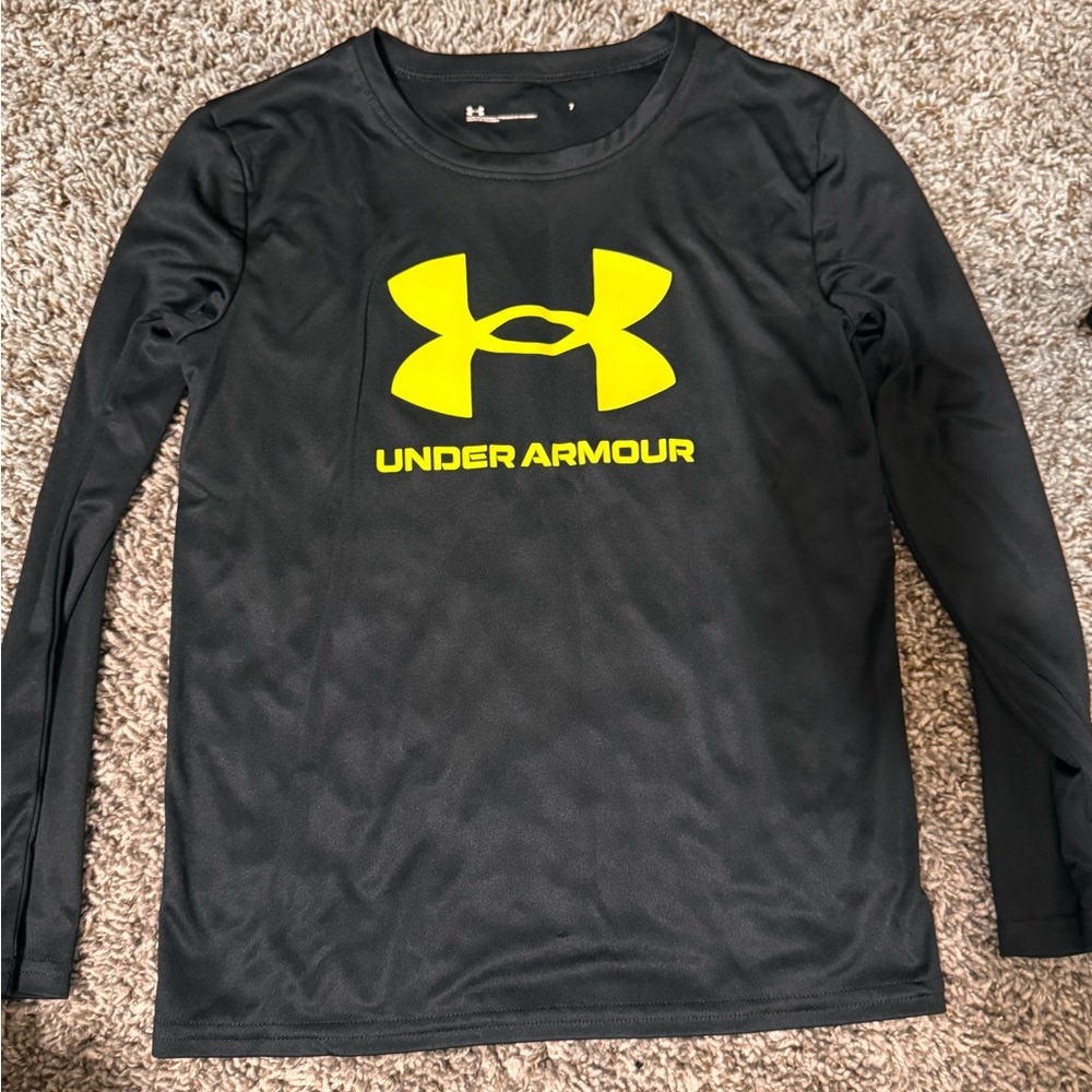 Under Armour Kids Long Sleeve Tee - Black and Neon Yellow